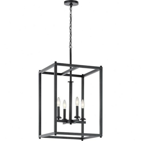 Mid Century Modern Industrial Four Light Chandelier-Black Finish Bailey Street Home 147-Bel-4187322