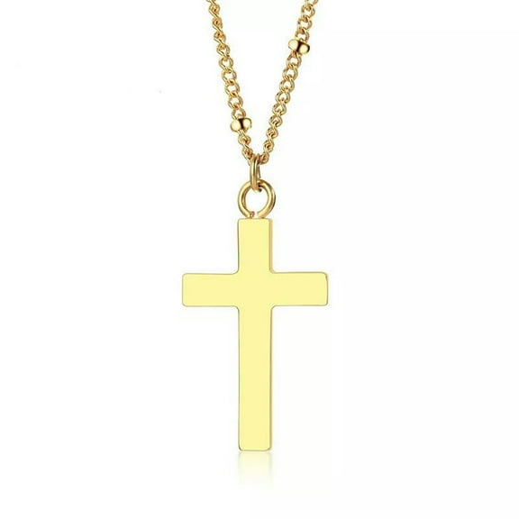 18K Gold Plated Cross Pendant Men's Stainless Steel Gold Chain Necklace 50 10cm