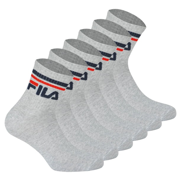 FILA Calcetines unisex, 6 Pares de Quarter - Calcetines cortos, Sport, Puño con Logo, uni Gris 39-42