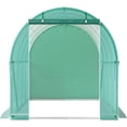 thumbnail image 5 of Small Greenhouses, Walk-in Tunnel Greenhouse, 14.8 x 6.6 x 6.6 ft Portable Plant Hot House w/ Galvanized Steel Hoops, 1 Top Beam, Diagonal Poles, Zippered Door & 8 Roll-up Windows, Green, 5 of 12
