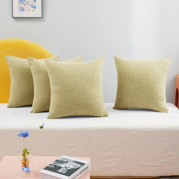 Deconovo Large Sofa Pillow Covers, Pack of 4 Decorative Faux Linen Toss