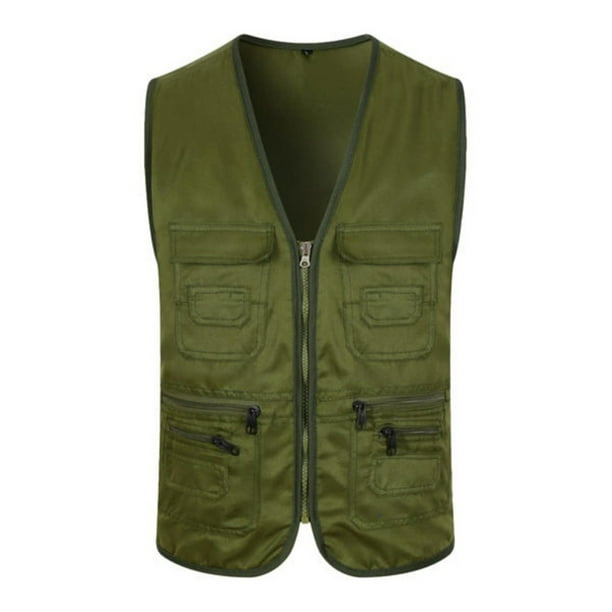 UKAP Ladies Cargo Vest Fishing Jacket Travel Waistcoat Utility Photo  Military Green S 