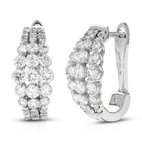 Vir Jewels 1.50 CTTW Lab Grown Diamond Hoops Earrings in Sterling Silver With Clip On Backs For Women