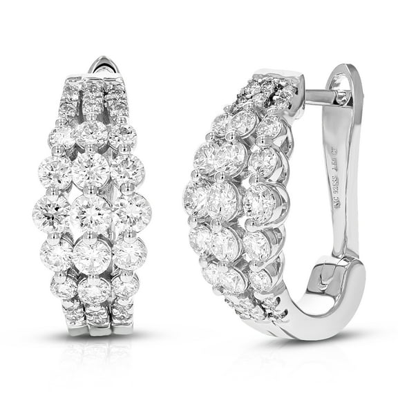 Vir Jewels 1.50 CTTW Lab Grown Diamond Hoops Earrings in Sterling Silver With Clip On Backs For Women