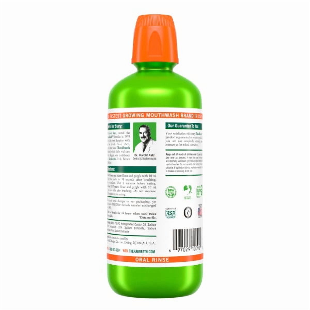 6 Pack - TheraBreath Fresh Breath Mouthwash, Mild Mint, Alcohol-Free, 1 Liter (33.8 fl oz)