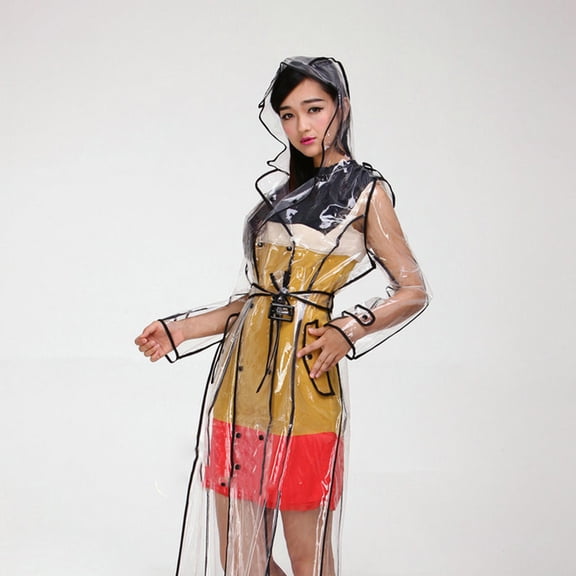 YUNLIGHTS transparent rain coat Raincoat Mid-long EVA 1Set Protect from Rain for Bad Weather