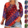 thumbnail image 2 of Utoimkio Clearance Women's 3/4 Sleeve Tops 2024 Floral Print Shirt Crewneck Tops Loose Fit Casual Blouses for Women, 2 of 4