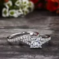thumbnail image 5 of 3.00Ct Princess Cut Simulated Diamond Women's Bridal Set Engagement Ring 14K White Gold Plated Silver, 5 of 5