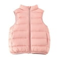 thumbnail image 2 of Kids Solid Color Sleeveless Down Vest, Lightweight Stand Collar Puffer Jacket Without Sleeves, Boys & Girls Thermal Waistcoat for Autumn and Winter Layering Pink, 2 of 4