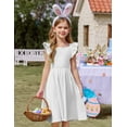 thumbnail image 6 of Arshiner Girls Summer Dresses Square Neck Ruffle Sleeve Tie Back A-Line Swing Casual Midi Dress with Pockets, 6 of 8