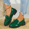 thumbnail image 2 of Rokment Fringe Oxfords Dress Shoes for Women Ladies 2026 Spring Fall Fashion Casual Leather Tassel Bow Low Heel Slip on Penny Loafer Ballet Flat Green Size 6, 2 of 6