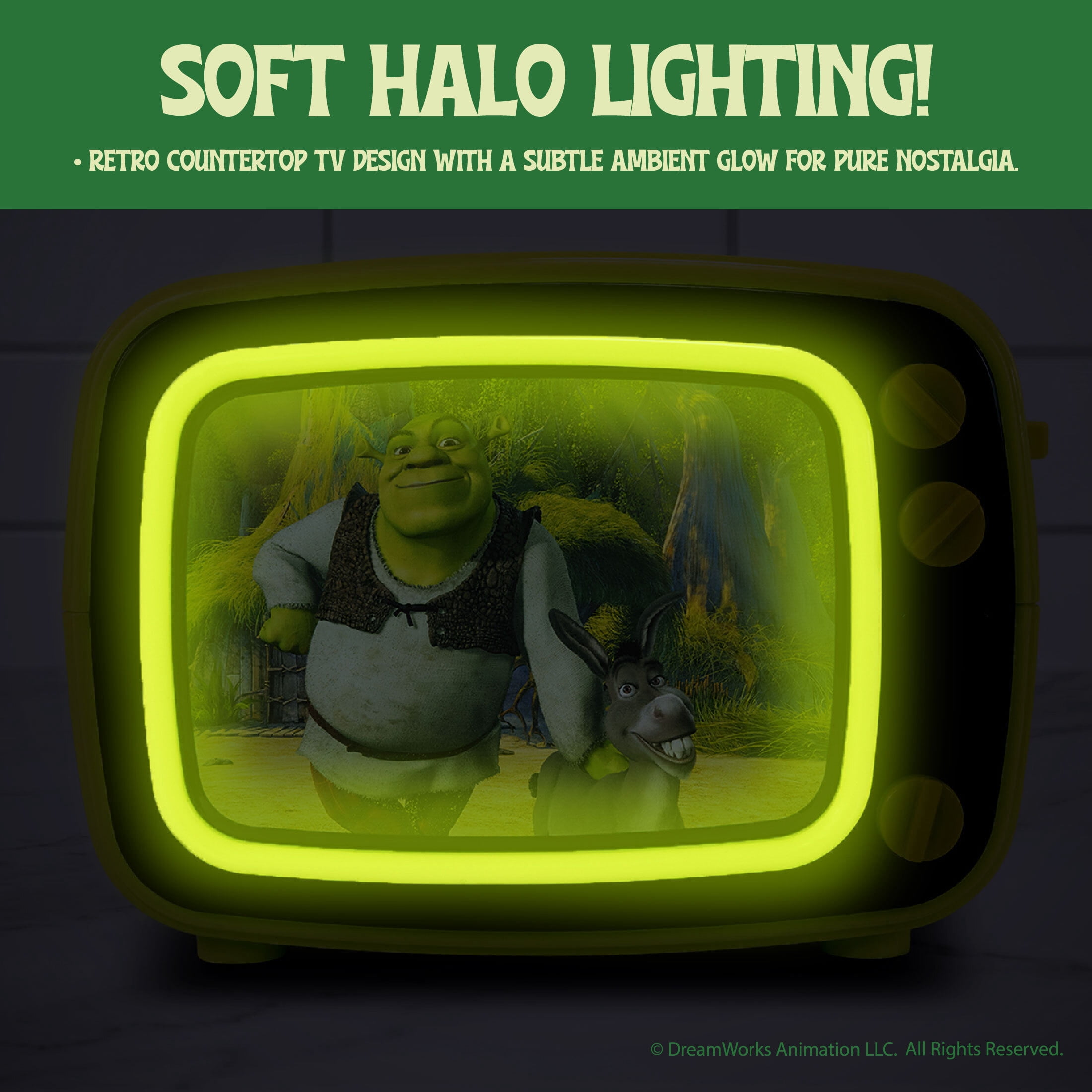 Uncanny Brands Shrek Retro TV Toaster, 2-Slice Toaster with Light-Up Frame
