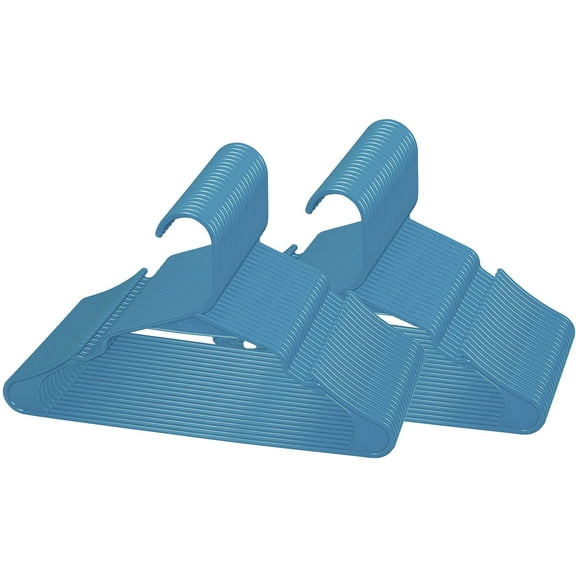 ROYALE 40 Pack Blue Plastic Hangers for Clothes - Heavy Duty Plastic Clothes Hanger Ideal for Everyday Standard Use - Lightweight & Space Saving Notched Plastic Hangers - Slim & Sleek Shoulder Groove