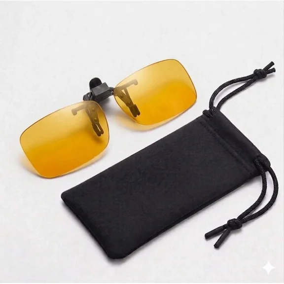 Polarized Sunglasses Flip Up Clip On Men Women 100% UV400 Protection With Pouch Yellow lens 41*61mm with pouch