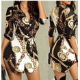 thumbnail image 4 of Franhais Women Sexy Slim Dress Fashion Chain Strap Print Half Sleeve Lapel Button Shirt Dress, 4 of 5