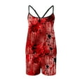 thumbnail image 4 of Bjutir Womens Pajamas Set Printed Strap Top Shorts Home Sleepwear 2 Piece Set Sleepwear Black, 4 of 7