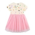 thumbnail image 5 of Emy Dola Toddler Girls Cotton Short Sleeve Turu Dress Princess Casual Cartoon Appliques Polka Dot Jersey Dresses Summer Tulle Sundress, 5 of 8