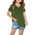 thumbnail image 4 of Wdfiry Kids Cotton V-Neck T-Shirts Ultra-Soft Breathable Boys & Girls Tee 3-14 Years Solid Color Casual Summer Tops, 4 of 5