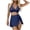 Navy, variant on High Waisted Bikini Sets for Women 3 Piece Tummy Control Ruched Swimsuits Cutout Bathing Suit with Skirt