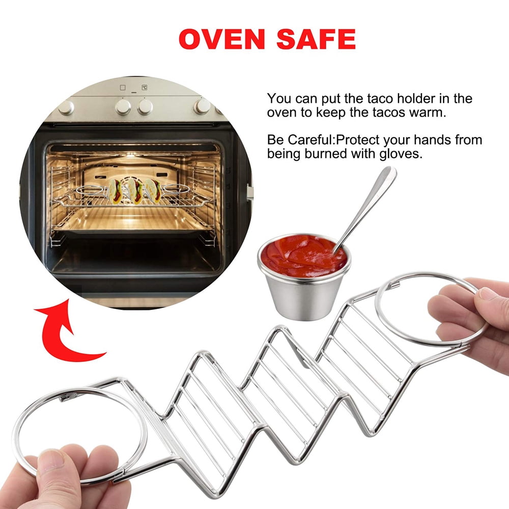 Taco Holder Stand Stainless Steel Hold Tacos with 2 Salad Cups Wave Shape UK