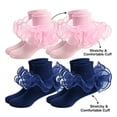 thumbnail image 5 of TELOLY 4Pairs Kids Socks,6-8 Years Old Ruffle Socks,Combed Cotton Lace Socks,Combination2, 5 of 8