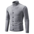 thumbnail image 1 of LOVZFMLL Men's Sweaters, Solid Color Turtleneck Ribbed Cardigan, Casual Fashion Button Vest, Mock Two-Layer, Warm Winter Tops, Fall Clothes, 1 of 3