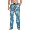 thumbnail image 3 of Men's Pajama Pants with Pockets Sleepwear Lounge Pants Stretch Casual Tropical Giraffes Palm Trees, 3 of 6