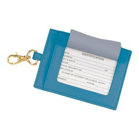 Royce The Big - Luggage tag - with window - hook - 5.98 in x 3.98 in - rectangular - ocean blue - top-grain cowhide nappa leather