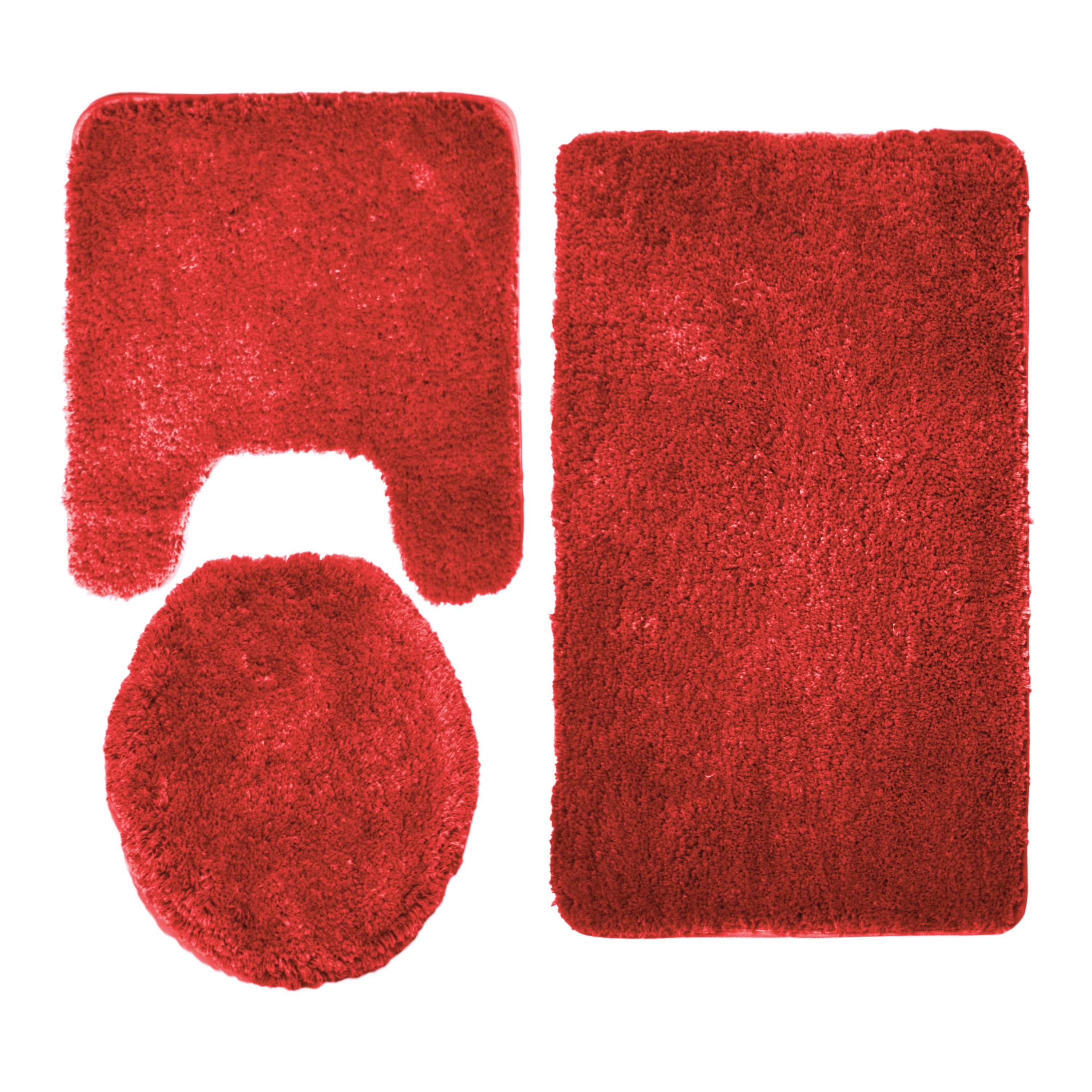 SimpleElegance 3 Piece Plush Microfiber Bath Rug Set in Solid Red
