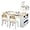 Natural & White, variant on 3 in 1 Kids Art Table & Easel Set with 2 Chairs, Wooden Children Activity Table and Chair Set with 6 Storage Bins, Paper Roller, Paint Cups for Draw, Write, Play, Arts & Crafts (Natural & White)