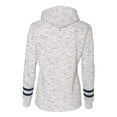 thumbnail image 3 of J. America Women's Melange Fleece Striped Sleeve Hooded Pullover, Style 8674, 3 of 3