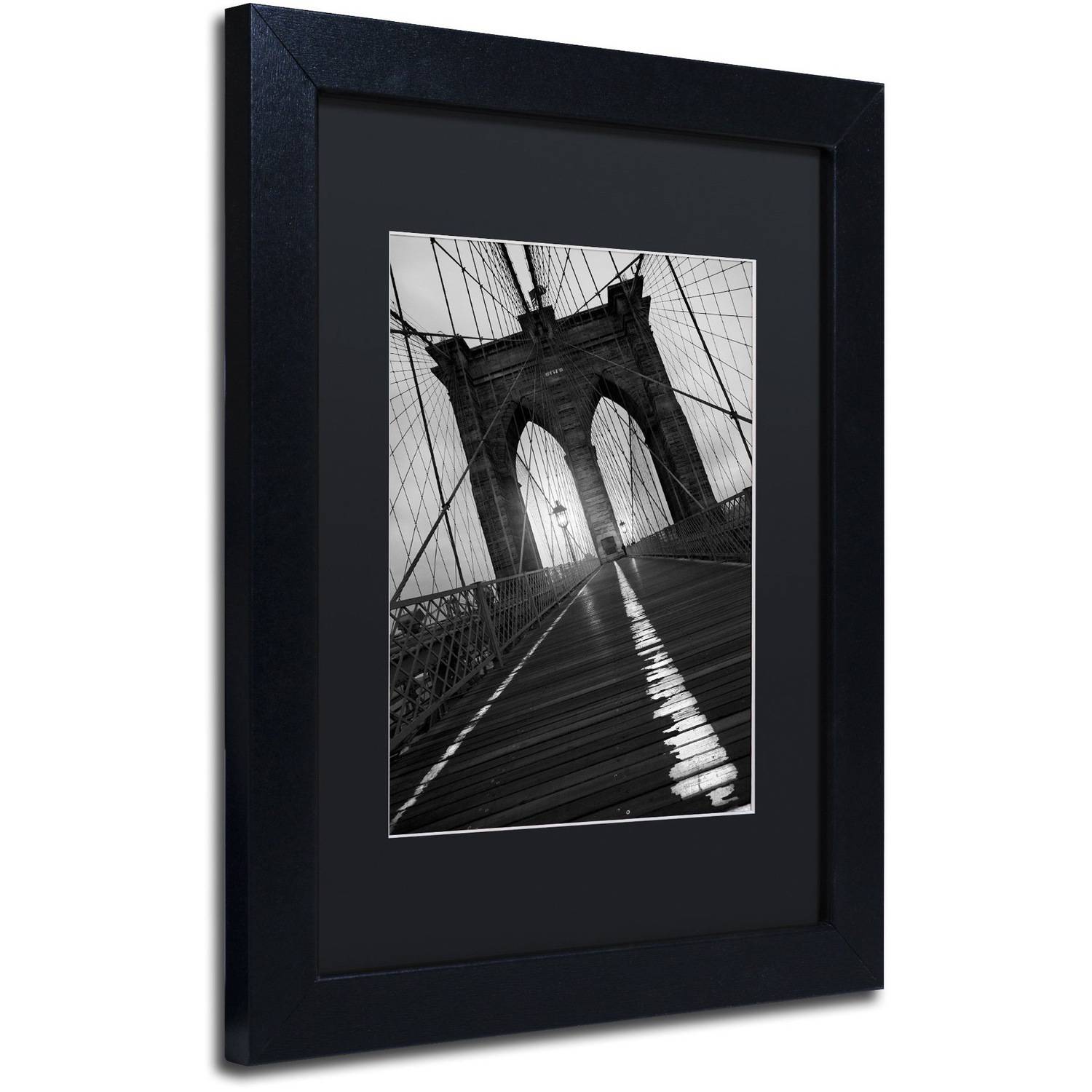 Moises Levy 'Brooklyn Bridge Study I' Black Matted Framed Art