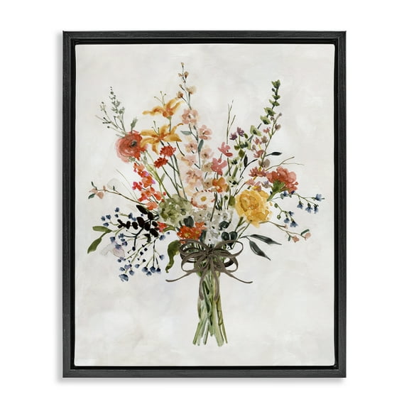 Stupell Industries Enchanting Floral Bouquet Botanical & Floral Painting Black Floater Framed Art Print Wall Art, 17 x 21