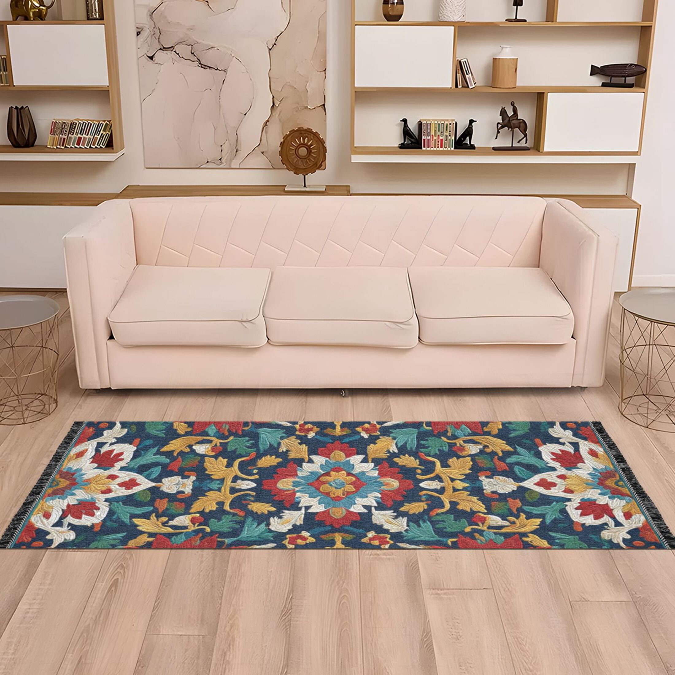 Bedroom Hallway Indoor Outdoor Mat With Rubber Backing Runner Rug Long Persian Pattern