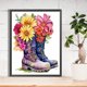thumbnail image 2 of Pintura de diamante 5D DIY Taladro redondo completo Botas florales Decoración del hogar (HQ310) Hugtrwg Para estrenar, 2 of 9