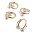 thumbnail image 2 of 12Pcs Pearl Napkin Buckle Hoop Napkin Rings Holder with 12Pcs Napkin Rings and Hollow Out Flower Napkin Holder, 2 of 7