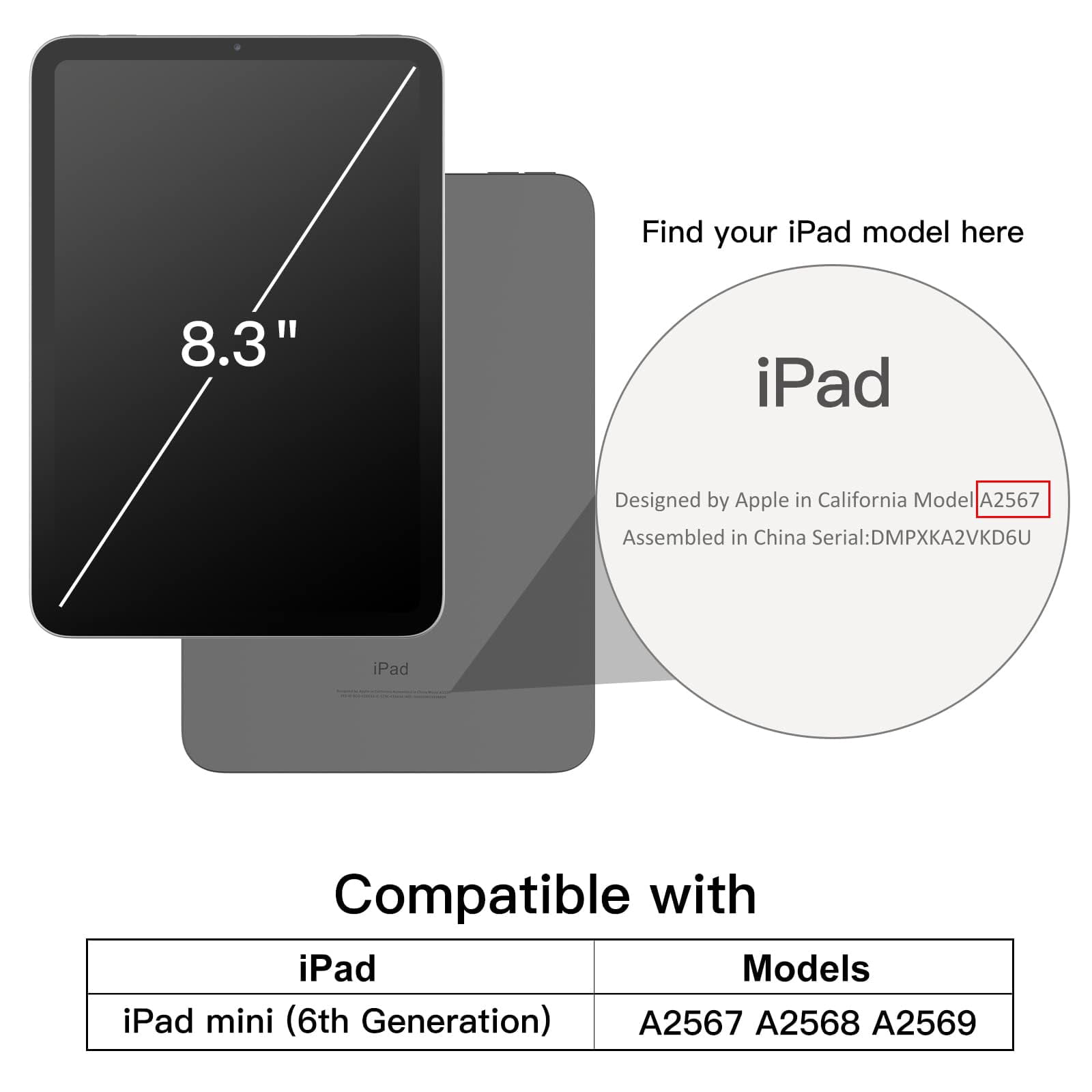 JETech Rotating Case for iPad mini (A17 Pro, 2024 Model, 7th Generation) / mini 6 (2021 Model, 6th Generation) with Pencil Holder, 360 Degree Rotation Protective Stand Cover Clear Back (Black)