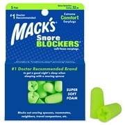 Mack’s Snore Blockers Soft Foam Earplugs, 5 Pair – 32 dB High NRR, 37 dB SNR – Comfortable Ear Plugs for Sleeping, Snoring, Loud Noise and Travel