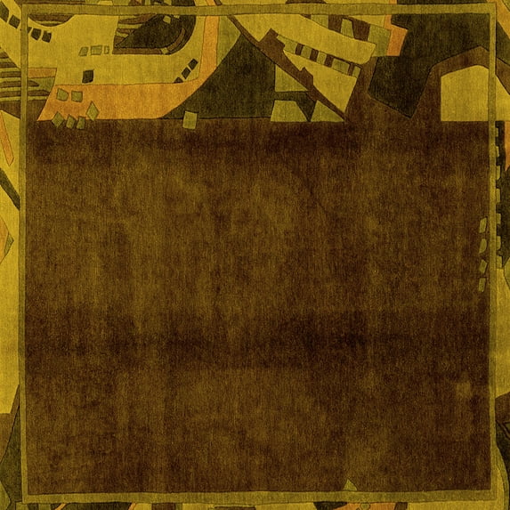 Ahgly Company Indoor Square Abstract Yellow Modern Area Rugs, 5' Square