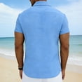 thumbnail image 6 of RongHuan Linen Shirt Mens Lightweight Short Sleeve T-Shirt Button Up Henley Tees Breathable Casual Top, 6 of 9