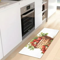 Strawberry with Leaves Luxury Kitchen Rug Non Slip Bathroom Plush Mat Shaggy Bedroom Carpet 39"x20"