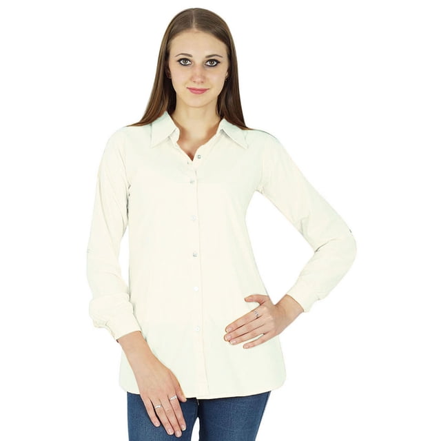 Haut Chemise en Coton Manches Longues Kurta Courte Vêtements pour Femmes
