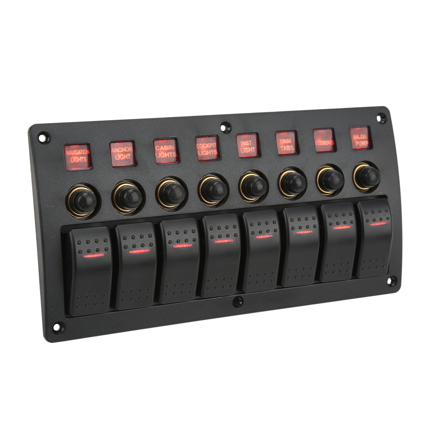 On Off Panels, 8 Position Toggle Switch Panel Red Lighting With