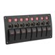 thumbnail image 3 of Panel de interruptor basculante BOROCO Panel de botón basculante de 8 interruptores IP65 Iluminación roja impermeable con tornillos adhesivos para 12‑24V RVs Yates Barcos, 3 of 14