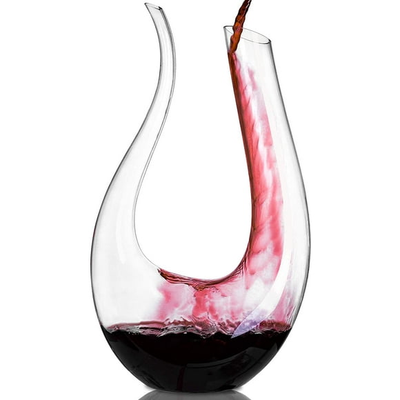 U-shape wine carafe set made of crystal glass, red wine lead-free glass decanter, decanter glass ventilation wine carafe, decanter bottle gift for Christmas wine lovers