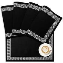 Placemats Geometric Greek Key Design Design Place Mats for Dining Room Dinner Table Black Washable Table Mats Kitchen Decorations Set of 4