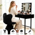thumbnail image 4 of Vanity Chair with Butterfly Back, 360° Swivel Accent Chair, Chenille Upholstered Makeup Stool for Bedroom Dressing Table, Dining Room, Living Room,Black, 4 of 15