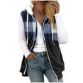 thumbnail image 3 of Aboser Plaid Vest Jacket for Women Plus Size Fleece Jackets Fuzzy Sherpa Plush Outerwear Zip Up Sleeveless Vests Fluffy Soft Hooded Coats, 3 of 6