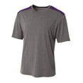 thumbnail image 2 of A4 Youth Polyester Performance Tourney Color Block Crew Neck Short Sleeve T-Shirt, HEATHER/PURPLE, Small, NB3100, 2 of 2