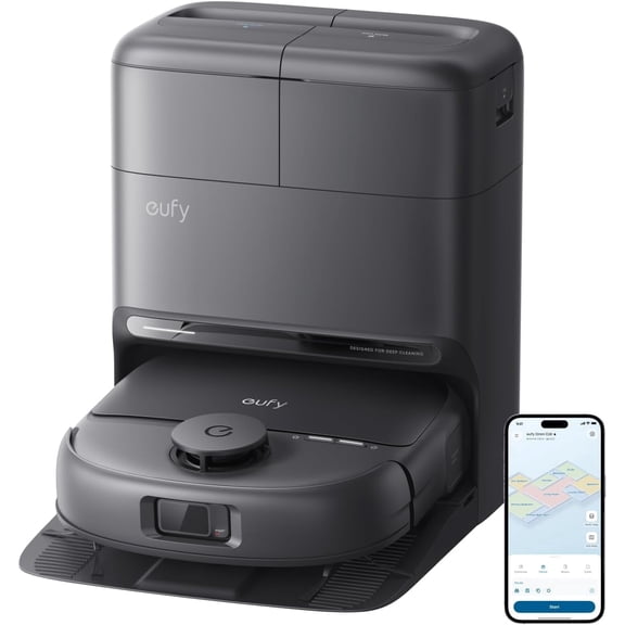 eufy C28 Robot Vacuum and Mop Combo, HydroJet Self-Cleaning Roller Mop, DuoSpiral Detangle Brush, 15,000 Pa,Auto Mop Washing&Drying, Self-Emptying&Refilling, 5-in-1 Robot Vacuum